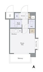 JR京浜東北・根岸線 大森駅 徒歩5分の賃貸マンション 11階ワンルームの間取り