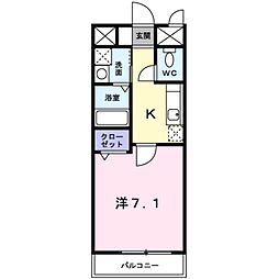 アーバン御陵 2階1Kの間取り