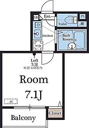 オルテンシア 1Kの間取図画像