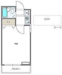 SeedTerrace武蔵小山 2階1Kの間取り