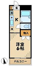 サンハイツ（別所1） 1階1Kの間取り