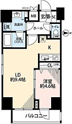 プレール・ドゥーク文京湯島 1LDKの間取図画像