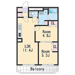 ユーミー水道路 2LDKの間取図画像