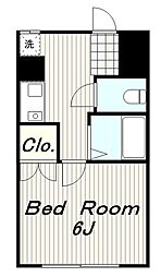 ニュータウンハウス 2階1Kの間取り