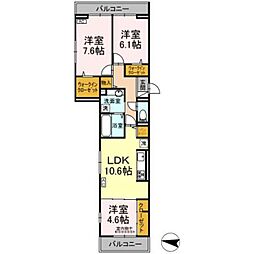 アベニール大倉山 3LDKの間取図画像