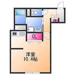 Praiaりんくう ワンルームの間取図画像