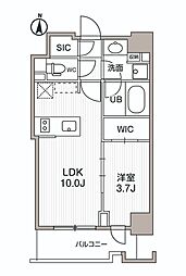 シーズンフラッツ両国サウス 9階1LDKの間取り