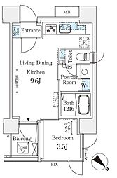 コスモグラシア大塚 1LDKの間取図画像