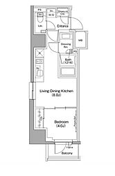 ザ・パークハビオ五反田 1LDKの間取図画像