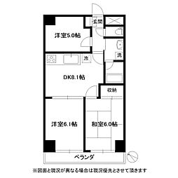 グリーンハイム相模原 3DKの間取図画像