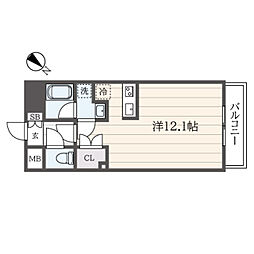 Ｌ−Ｆｌａｔ横浜大通り公園 7階ワンルームの間取り