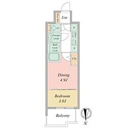 セレニテ東梅田アリエ 2Kの間取図画像