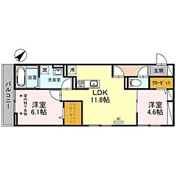 ヘルクレスト 2LDKの間取図画像