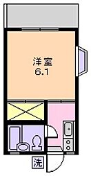 ハピネスハイム 1階1Kの間取り