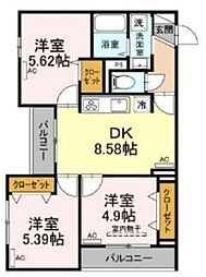 グラナーデ目白御留山 2階3DKの間取り