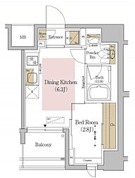 アーバネックス文京本郷 5階1DKの間取り