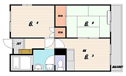 サンパレス板宿 2DKの間取図画像