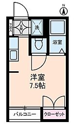ダイヤモンドレジデンス幡ヶ谷 2階ワンルームの間取り