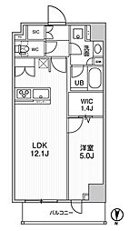 シーズンフラッツ菊川ウエスト 7階1LDKの間取り