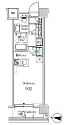 ジオエント中野弥生町 3階ワンルームの間取り