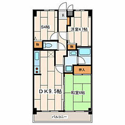 グランドール井上 4階2SDKの間取り