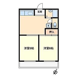 小林マンション 1階2DKの間取り