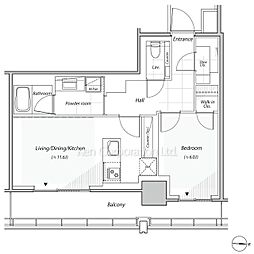 リビオレジデンス西麻布 15階1LDKの間取り