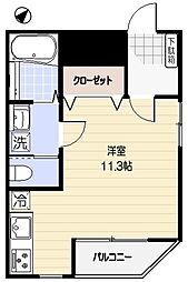 センチュリーコート 3階ワンルームの間取り