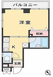 オーチャードアルファ 1Kの間取図画像