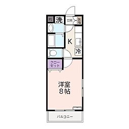 コンフォルトA 1Kの間取図画像