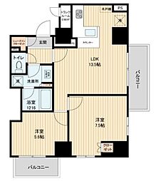 HF田端レジデンス 2LDKの間取図画像