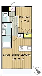 JR横浜線 八王子みなみ野駅 バス10分 七国二下車 徒歩3分の賃貸マンション 2階1LDKの間取り