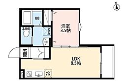 千葉市花見川区幕張町5丁目アパート 1LDKの間取図画像