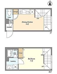 ガーデンレジデンス恵比寿 1階1DKの間取り