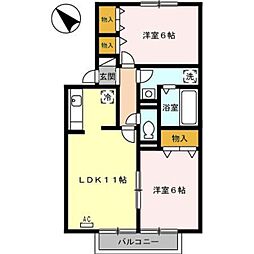エクレール 2LDKの間取図画像