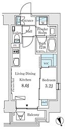 イプセ御成門 8階1LDKの間取り