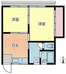 コートハウス 1階2DKの間取り