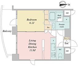アジールコート西新宿 1LDKの間取図画像
