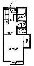 ハノックス21 2階1Kの間取り