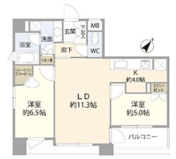 アスコットパーク勝どき 2LDKの間取図画像