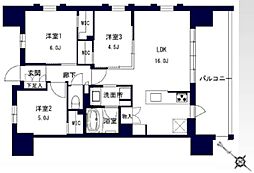 センチュリー千葉みなと 12階3LDKの間取り