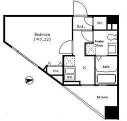 パークキューブ四谷三丁目 4階1Kの間取り