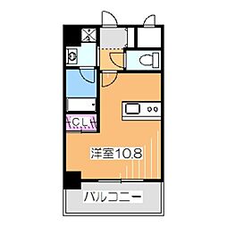 サザンクレスト堺東 4階ワンルームの間取り