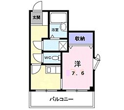 ヴィラナカヤマ 1Kの間取図画像