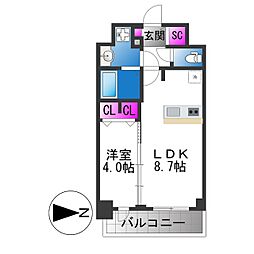 プレリス北巽駅前ラバルス 1LDKの間取図画像