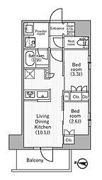 ニド三ノ輪 2LDKの間取図画像
