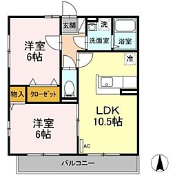 プレミール日吉 2LDKの間取図画像