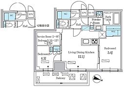 パークアクシス板橋本町ステーションゲート 5階2SLDKの間取り