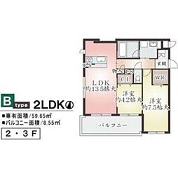 セントグラン岡本 2LDKの間取図画像