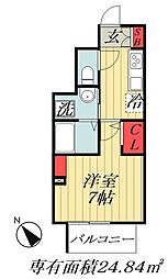 JR総武線 東船橋駅 徒歩7分の賃貸アパート 1階1Kの間取り